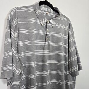 Peter Millar Polo Shirt Mens‎ 2XL Grey Striped Summer Comfort Golf Tee